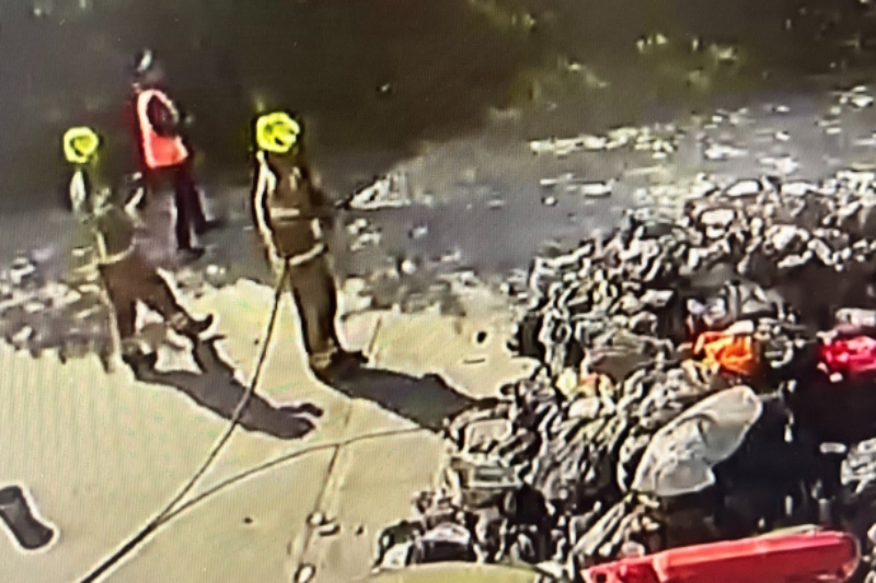 Power tool battery sparks bin lorry fire image
