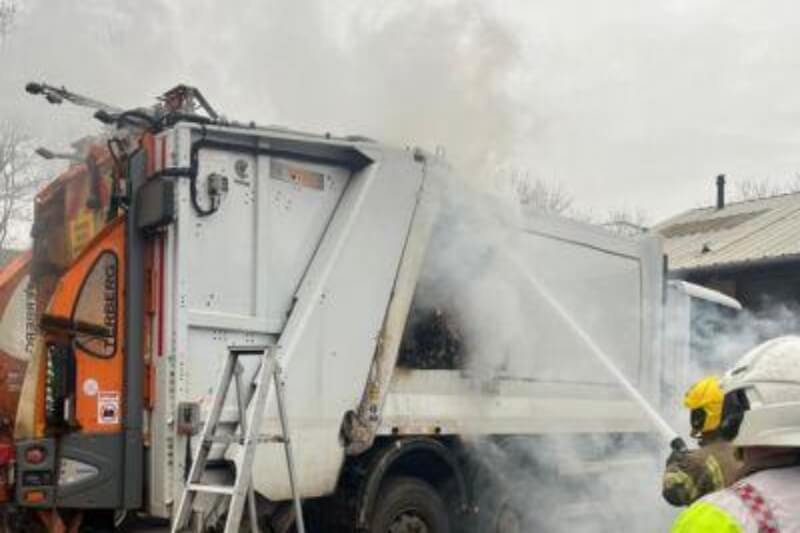 Lithium battery fire guts bin lorry in North Warwickshire